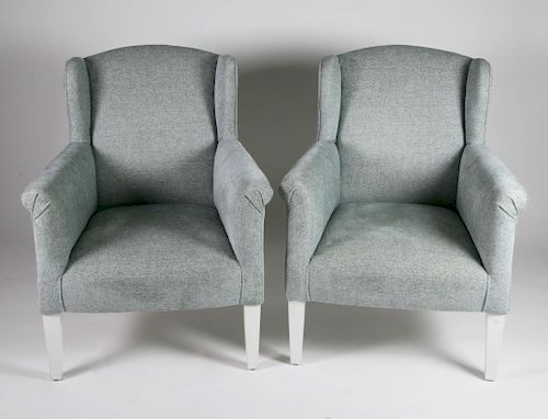 PAIR OF PETITE UPHOLSTERED WING