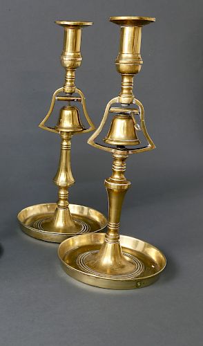 PAIR OF ENGLISH BRASS TAVERN CANDLESTICKS  37fa26