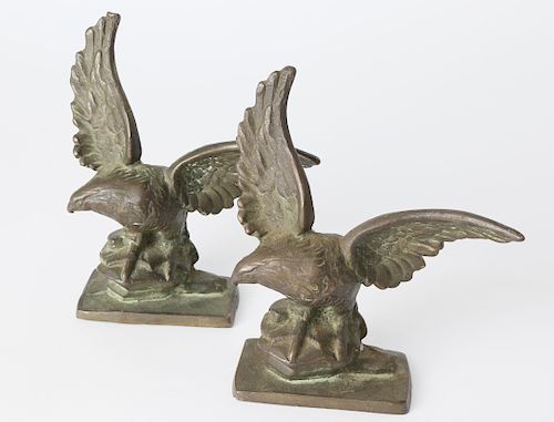 PAIR OF PATINA BRONZE EAGLE BOOKENDS  37fa32