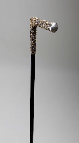 SILVER AND GOLD FILLED CANE CIRCA 37fa4e