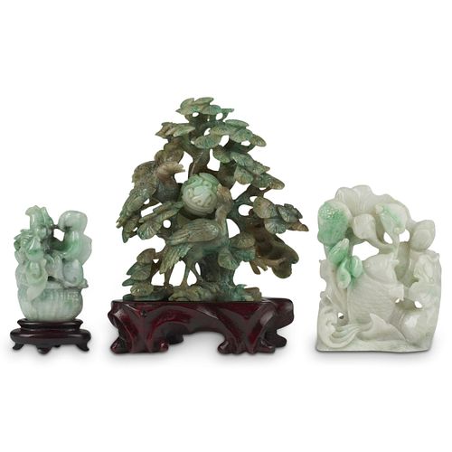 GRP: 3 20TH C. CHINESE JADE CARVINGSGroup