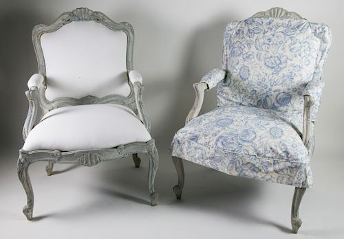 PAIR OF LOUIS XV STYLE UPHOLSTERED 37fa82