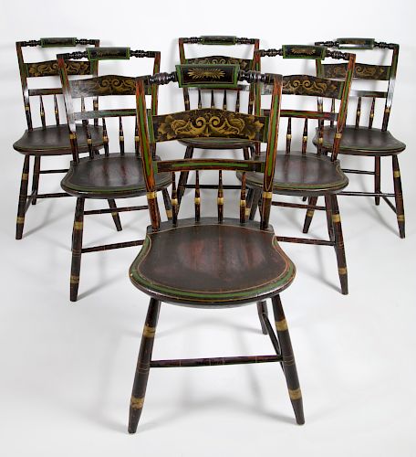 SET OF SIX 19TH CENTURY PAINTED 37fa9a