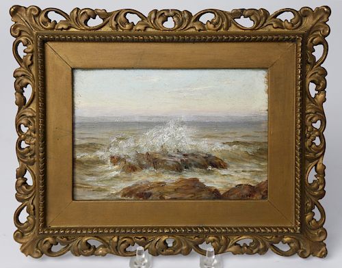 MINIATURE SEASCAPE OIL ON ARTIST