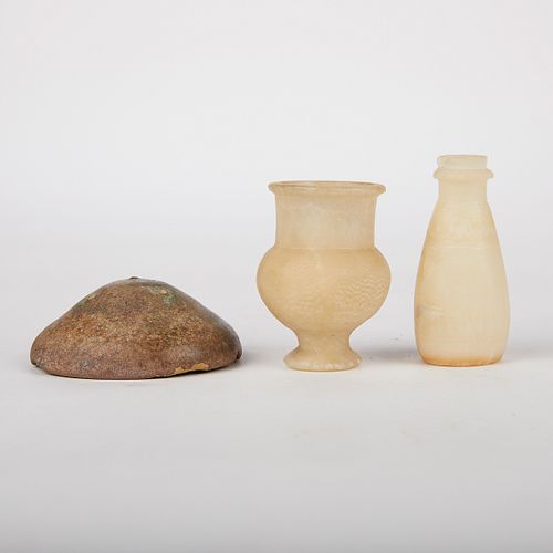 GRP: 3 EGYPTIAN ALABASTER & POTTERY