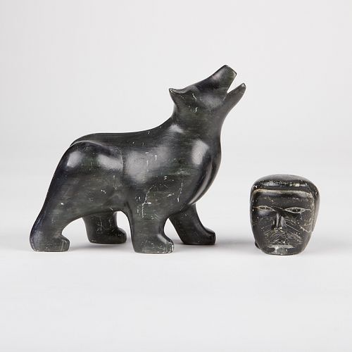 INUIT HEAD & ZOOMORPHIC BEAR STONE