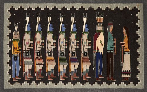 NAVAJO YEI PICTORIAL RUG BLANKET WEAVING