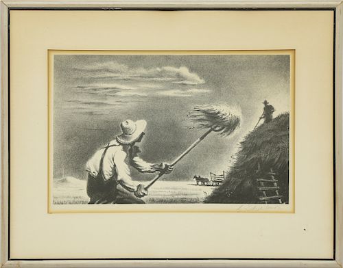 GEORGES SCHREIBER LITHOGRAPH "HAYING"Georges