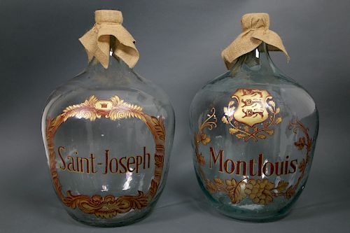TWO FRENCH HAND DECORATED GLASS 37fb9b