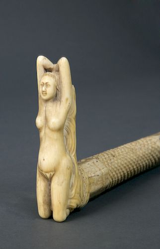 WHALEMAN CARVED WHALE IVORY AND