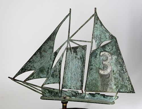 GREEN PATINA BRONZE WEATHERVANE OF THE