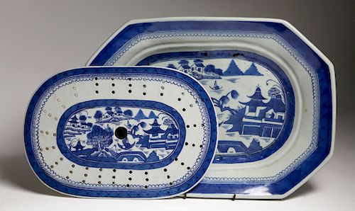 CANTON BLUE AND WHITE MEAT PLATTER 37fd12