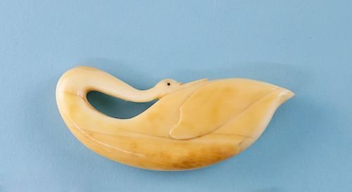 WHALEMAN CARVED WHALE IVORY STUDY