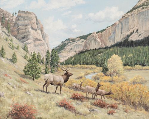 LESLIE PETERS ELK IN LANDSCAPE 37fdd2