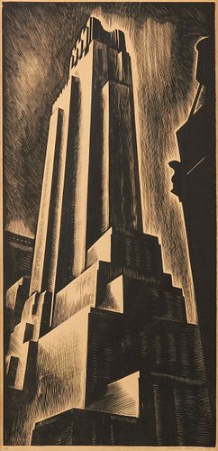 HOWARD COOK SKYSCRAPER WOOD ENGRAVINGHoward 37fdf8