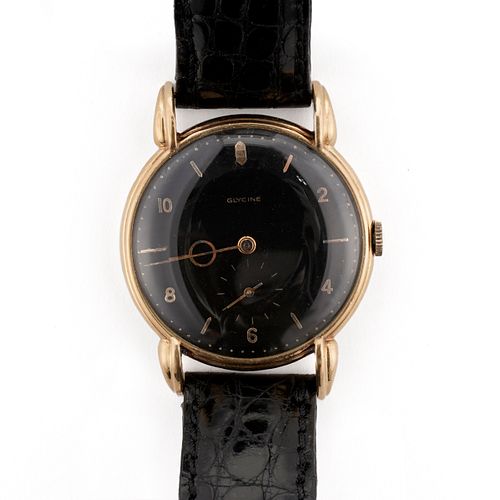 GLYCINE 18K GOLD BLACK DIAL WRISTWATCHGlycine