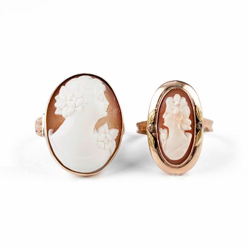 GRP: 2 CARVED CAMEO & GOLD RINGSGroup