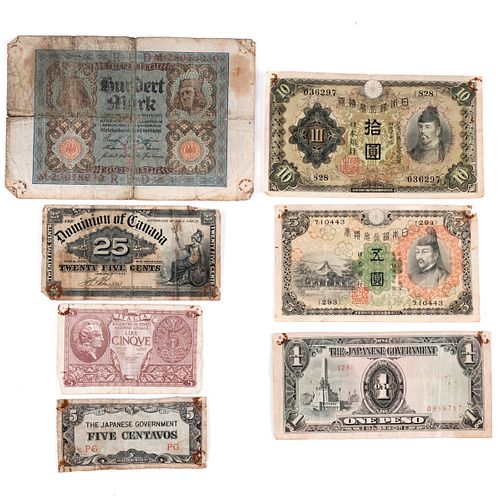 GRP: 7 INTERNATIONAL BANKNOTES OR PAPER