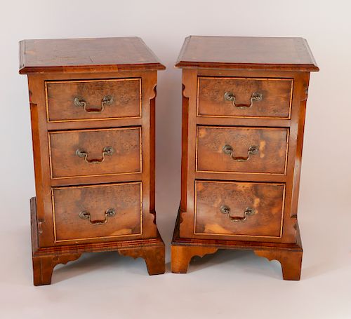 PAIR OF ANTIQUE ENGLISH BURLWOOD