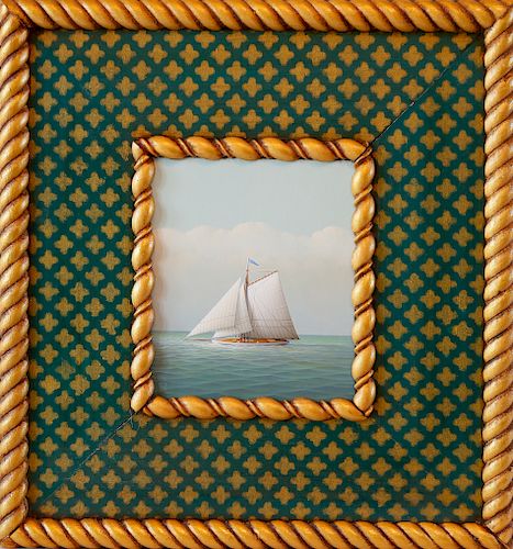 GEORGE NEMETHY OIL ON BOARD SCHOONER George 37fecb