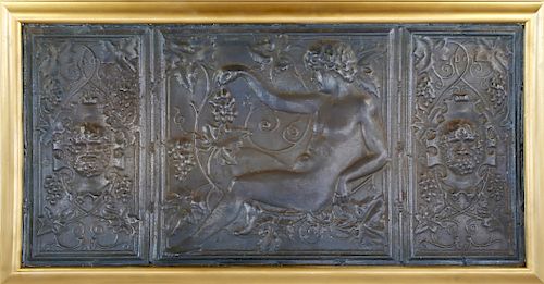 ANTIQUE TIN REPOUSSE PLAQUE OF