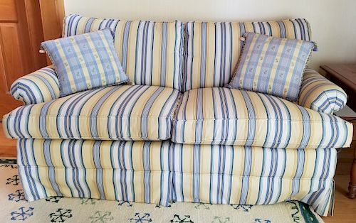 YELLOW AND BLUE STRIPE UPHOLSTERED 37ff6b