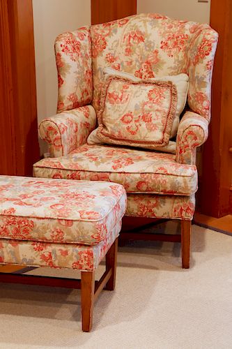 WING CHAIR AND OTTOMAN UPHOLSTERED 37ff6d