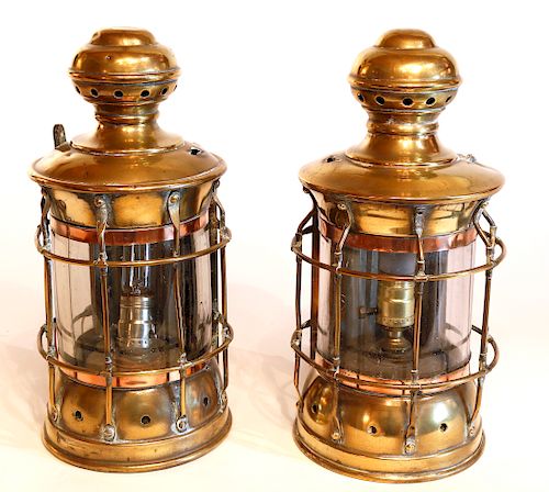 PAIR OF BRASS AND COPPER SHIP S 37ff66