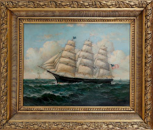 ROBERT SANDERS OIL ON CANVAS 3 MAST 37ff71