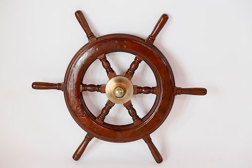 VINTAGE WOOD YACHT WHEELVintage 37ff94