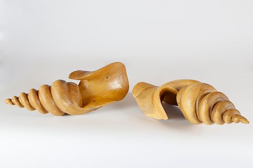 PAIR OF CARVED AND TURNED WOOD