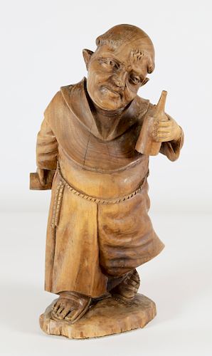 CARVED WOOD SCULPTURE OF A TIPSY 37ffab