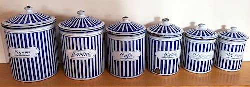SIX PIECE VINTAGE FRENCH BLUE AND 37ffcc