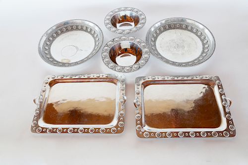 SET OF 6 POLISHED ALUMINUM SERVING DISHESSet