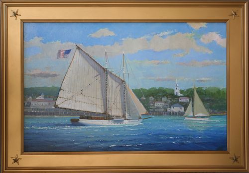 WILLIAM LOWE OIL ON LINEN SCHOONER 37d93d