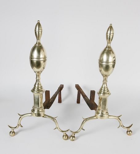 PAIR OF BRASS DOUBLE LEMON TOP