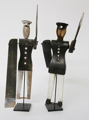 TWO VINTAGE FOLK ART PAINTED NAVAL 37da36