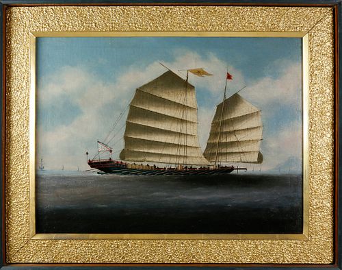 CHINESE EXPORT OIL ON CANVAS PORTRAIT 37da4d