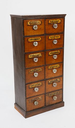 TWELVE DRAWER APOTHECARY CABINET,