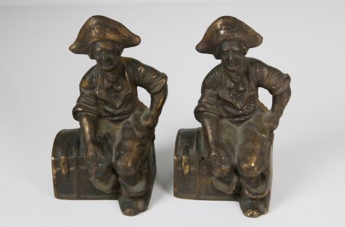 PAIR OF ANTIQUE SOLID BRONZE PIRATE