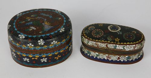 TWO ASIAN OVAL CLOISONNE BOXESTwo 37dab9