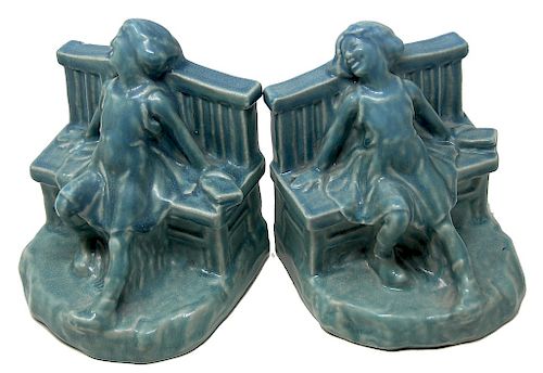 1912 ROOKWOOD BOOKENDS GIRL ON
