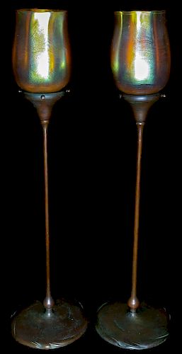 PAIR TIFFANY STUDIOS GOLD FAVRILE 37db0c