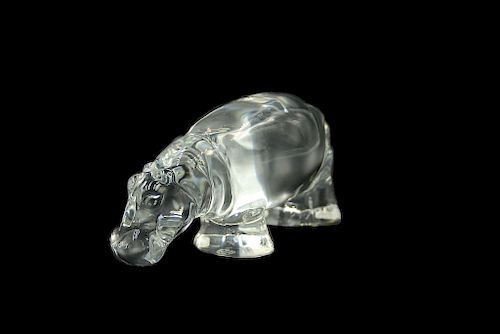 BACCARAT GLASS HIPPO SCULPTURESigned 37dbdb