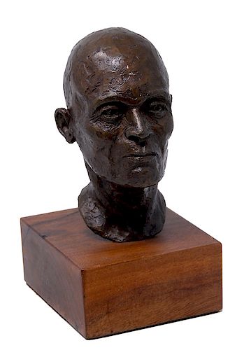 EDELA MODERNIST BRONZE BUST SCULPTURESigned