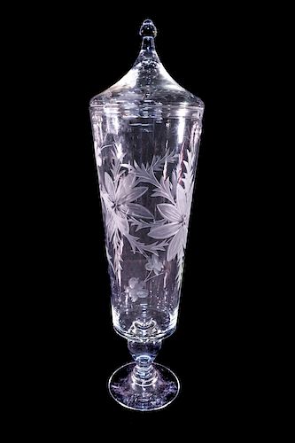 MONUMENTAL ETCHED GLASS DECANTERMonumental 37dc21