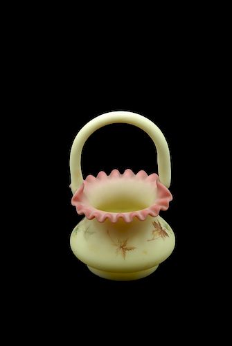 FENTON BURMESE ART GLASS BASKETFenten 37dc7d