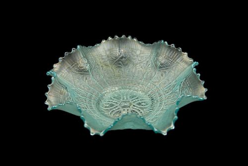 ICE BLUE CARNIVAL GLASS BOWLIce 37dc78