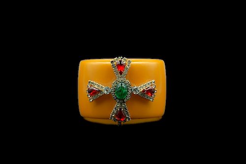 RARE JEWELED BAKELITE BANGLE BRACELET