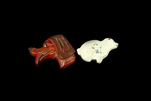 2 WOOD AND BAKELITE PINS DOG BAKELITE 37dd0b